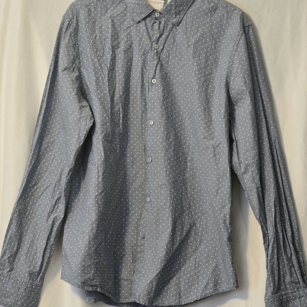 Denim & Flower Blue and White Casual Button Down Shirt